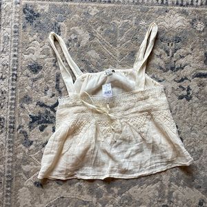 New with tags white linen and lace crop top